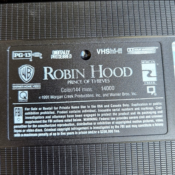 Robin Hood: Prince of Thieves (VHS, 1991) Kevin Costner, Vintage - Picture 2 of 7